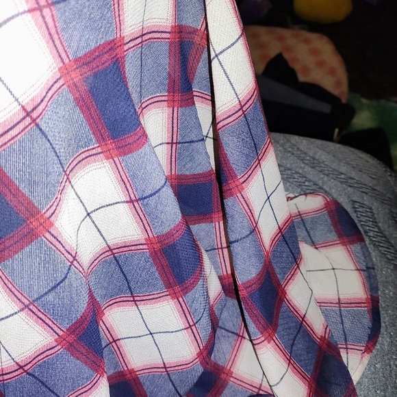 FREE PEOPLE Plaid Sheer Maxi Dress / Duster Cover-up Sz M - Picture 3 of 4